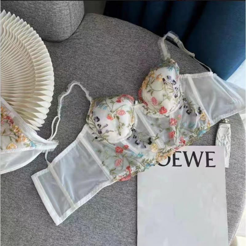 Lace Bra Manufacturer - Translucent French Embroidered Flower Strap