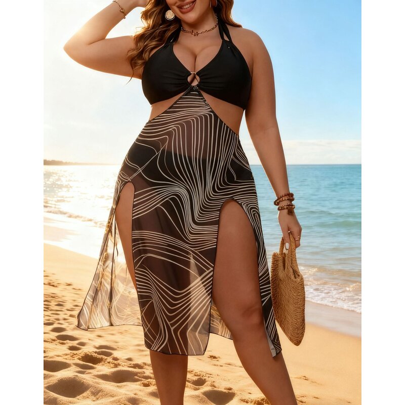 Bikini Set Manufacturer - Split Print Fashion Plus Size