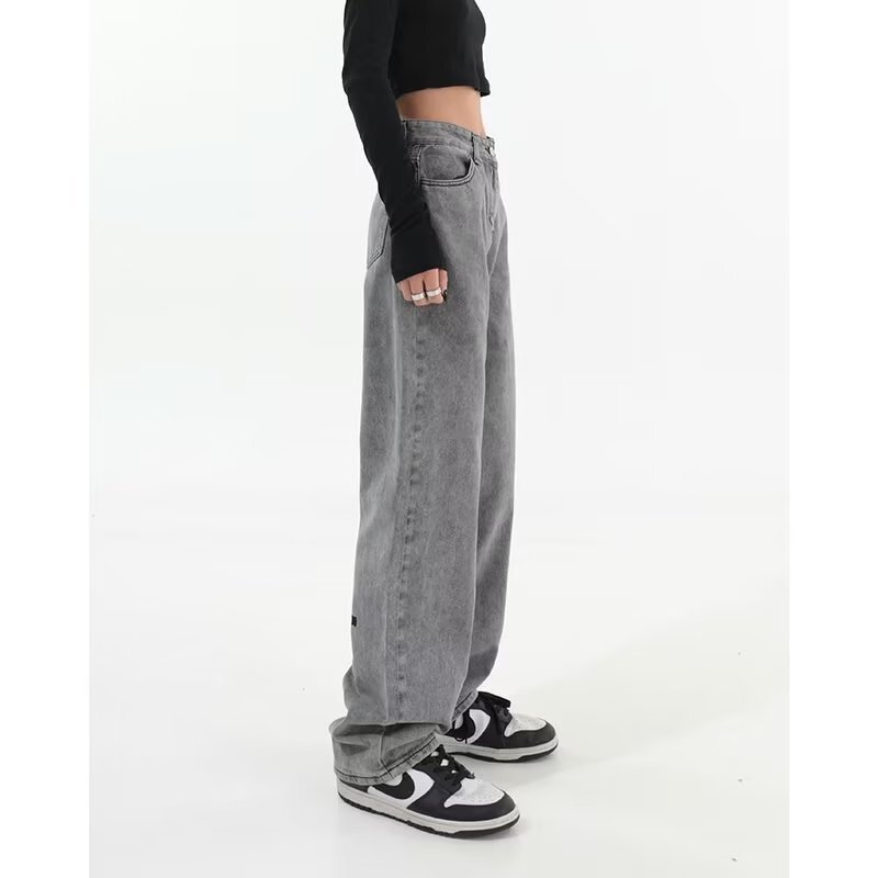 Jeans Manufacturer - Women's Retro Smoke Grey Loose Slim Straight Leg