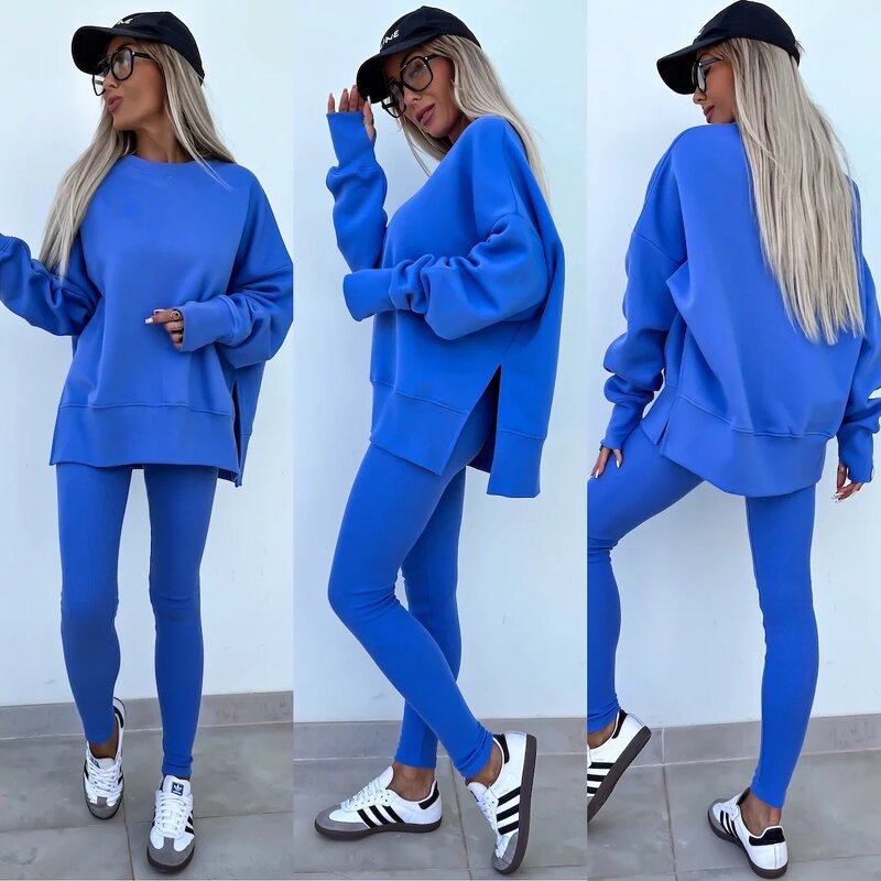 Women's Casual Suit Manufacturer - Tight Pants & Loose Sweatshirt Two-Piece Set