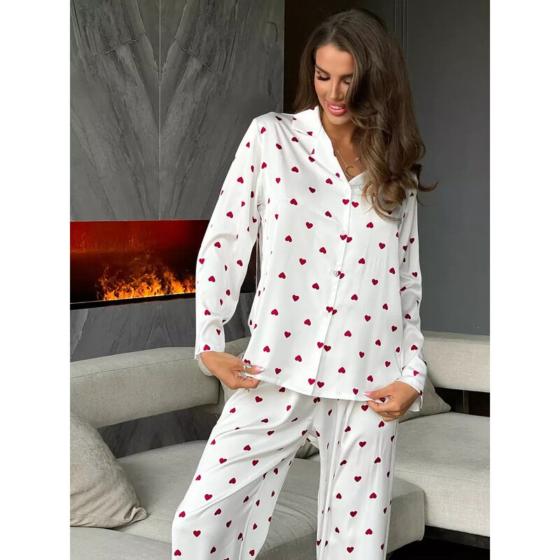 Pajamas Set Manufacturer - Silk Satin Long Sleeve Two Piece Homewear