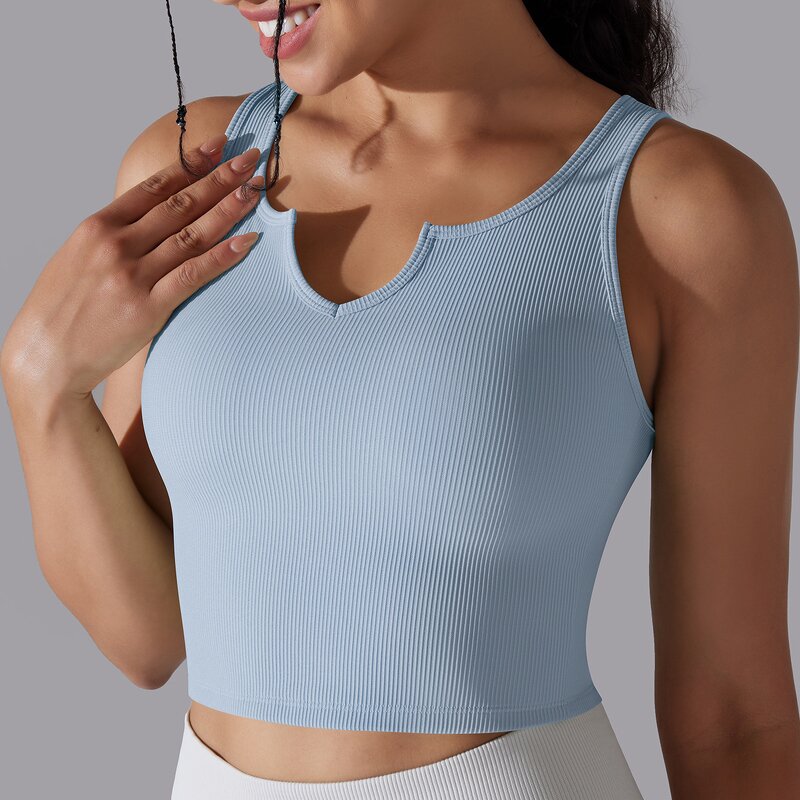 Yoga Tank Top Manufacturer - Close-fitting High Elastic Screw Thread V-Neck