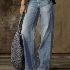 Jeans Manufacturer - Retro Casual Straight Leg Wide Leg