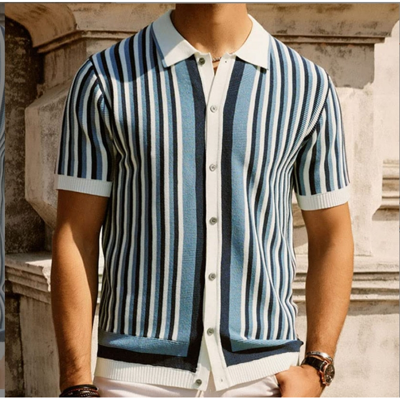 Men's Polo Shirt Manufacturer - Striped Business Casual Knitted