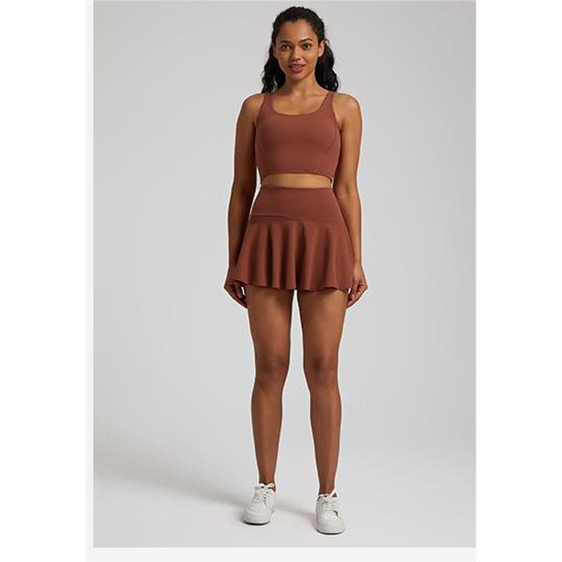 Tennis Suit Manufacturer - Nude Pleated Mini Skirt for Running Fitness