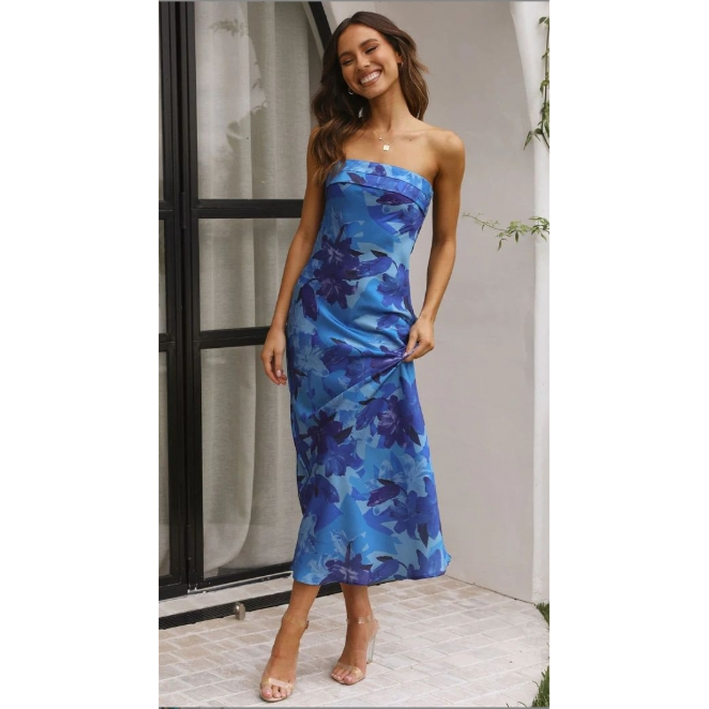 Dress Manufacturer - Satin Open Back Bra Printed for Spring Summer