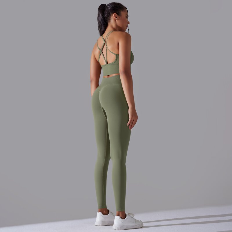 Yoga Outfit Set Manufacturer - Seamless Knitting Beautiful Back Close-fitting
