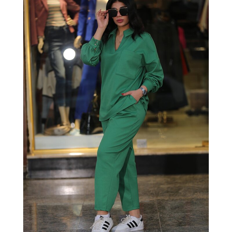 Women's Casual Suit Manufacturer - Oversized Lapel Collar Shirt & Pocket Pants