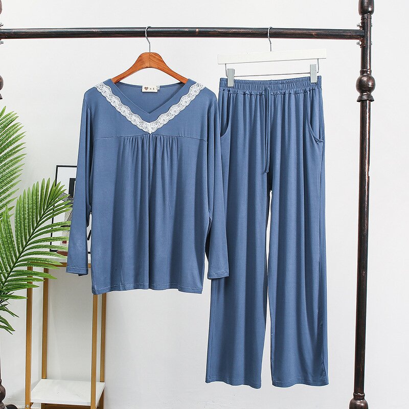 Pajamas Set Manufacturer - Long Sleeve V-Neck Casual Comfortable Homewear