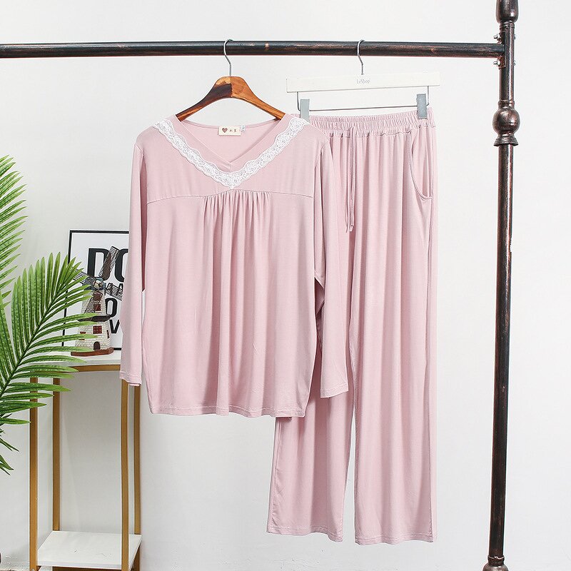 Pajamas Set Manufacturer - Long Sleeve V-Neck Casual Comfortable Homewear