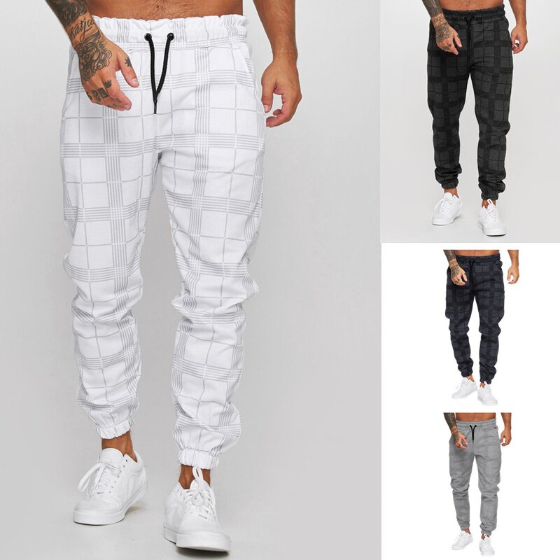 Men's Casual Pants Manufacturer - Checkered 3D Digital Printed Fitness Leggings