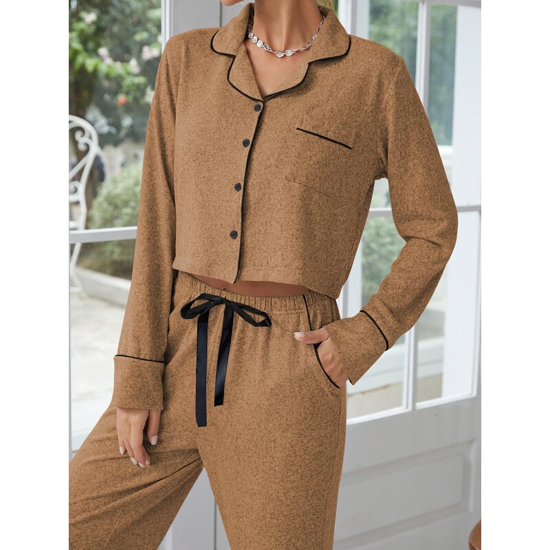 Pajamas Set Manufacturer - Long Sleeve Breathable Two-Piece with Elastic Waist