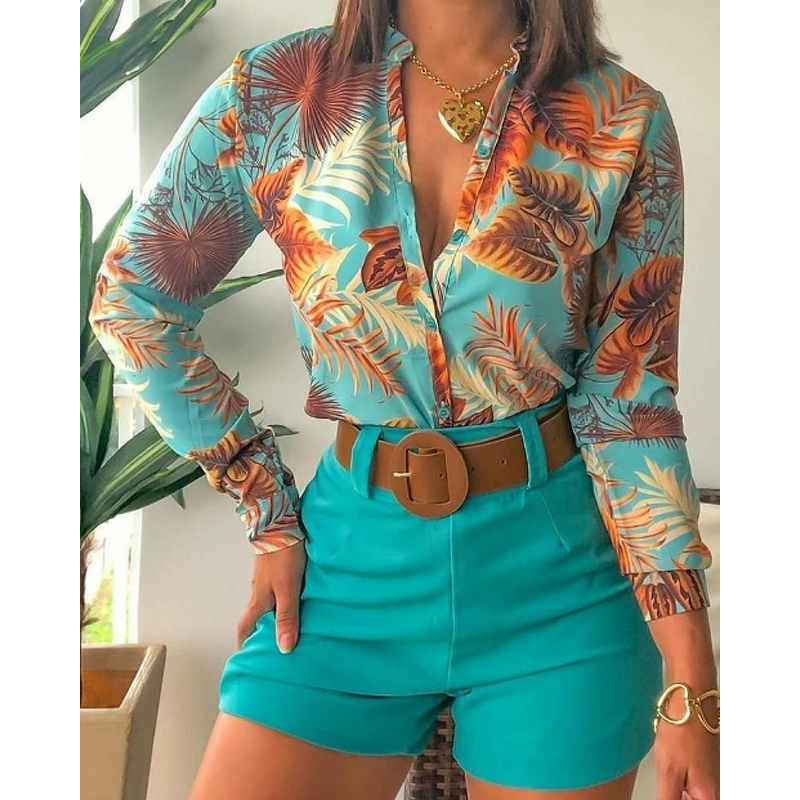 Women's Casual Set Manufacturer - Light Cooked Digital Printed Shirt & Shorts