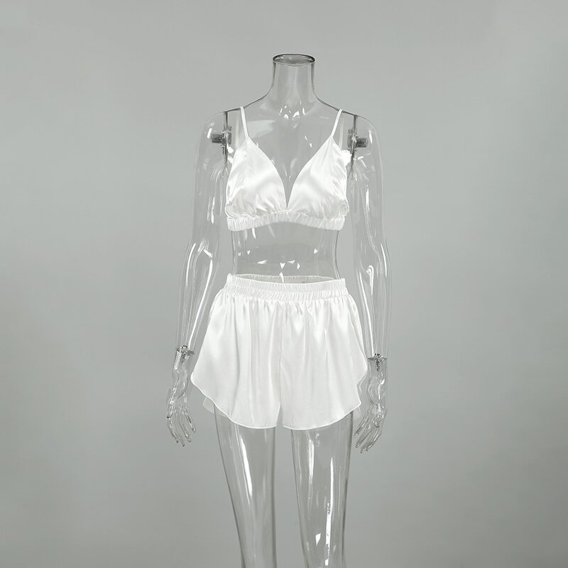 Pajamas Set Manufacturer - Sleeveless 2 Piece Silk Satin Sleepwear