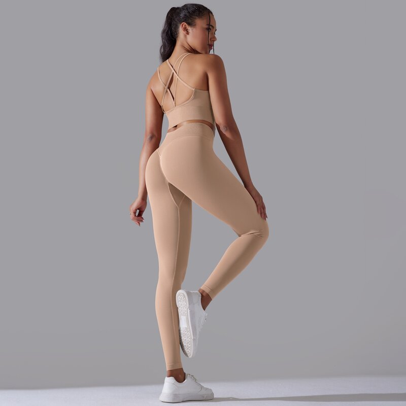 Yoga Outfit Set Manufacturer - Seamless Knitting Beautiful Back Close-fitting