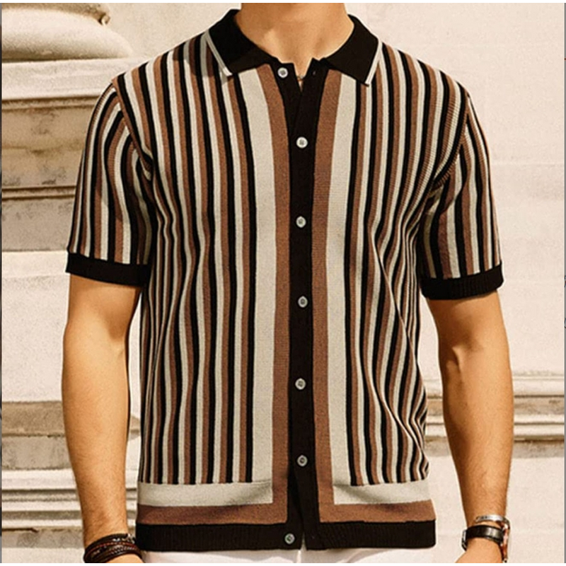 Men's Polo Shirt Manufacturer - Striped Business Casual Knitted