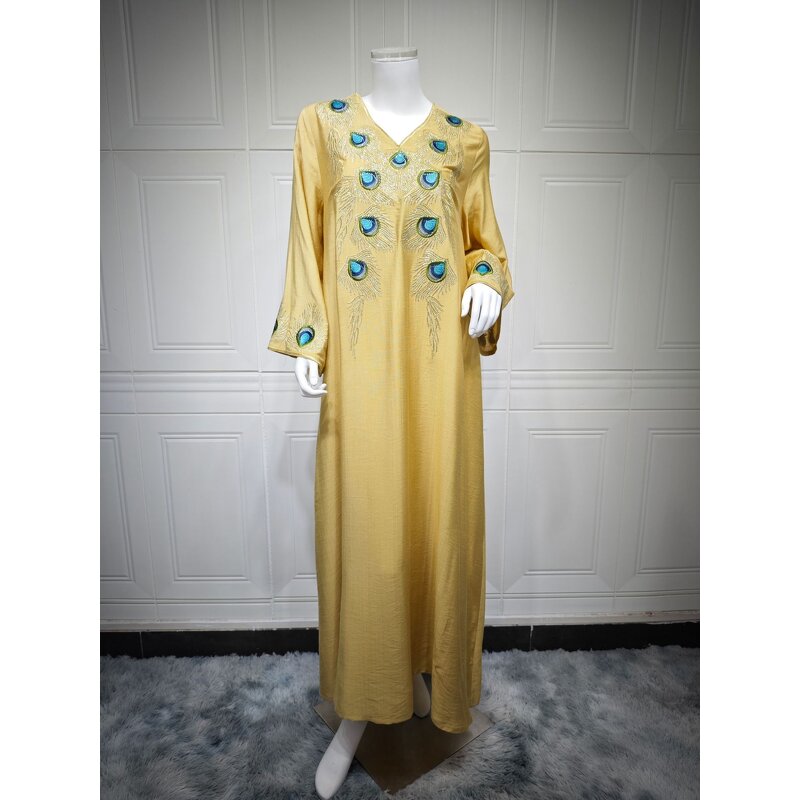 Muslim Abaya Dress Manufacturer - Satin Embroidered Maxi Evening for Autumn