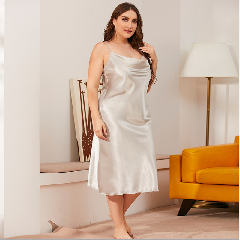 Satin Sleep Dress Manufacturer - with Suspenders Large Size Sexy Silhouette