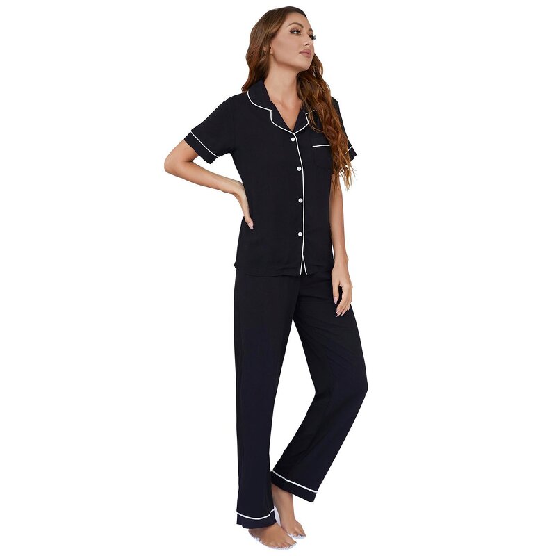 Pajamas Set Manufacturer - Short Sleeve Solid Color 2pcs Comfortable