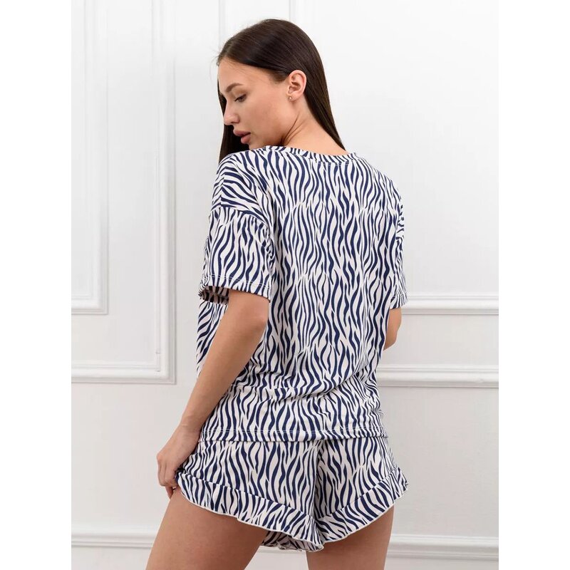 Pajamas Set Manufacturer - Zebra Print Short Sleeve Loose Two Piece