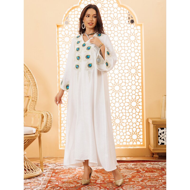 Muslim Abaya Dress Manufacturer - Satin Embroidered Maxi Evening for Autumn