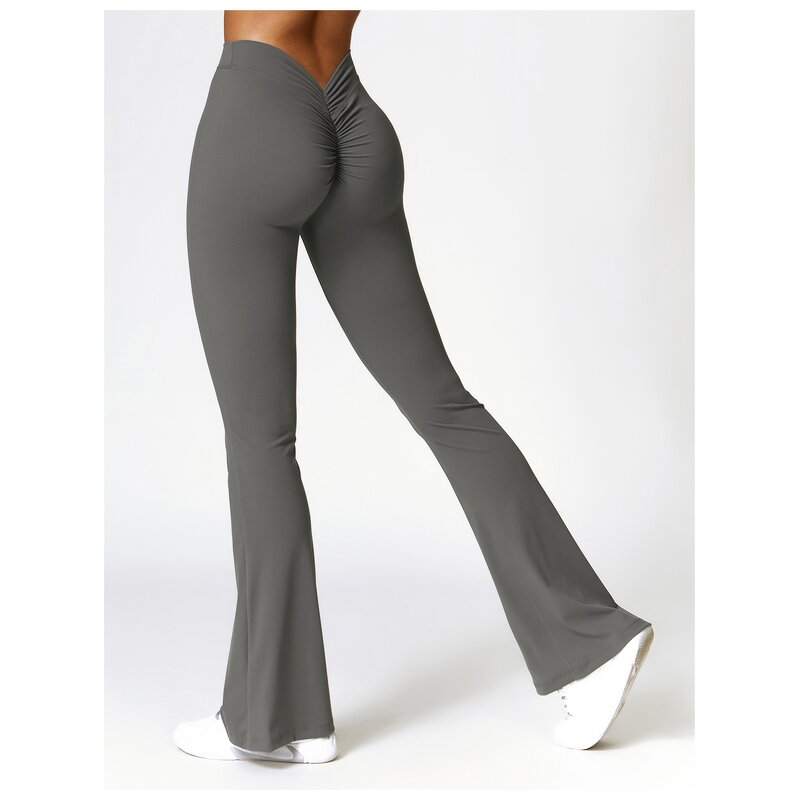Yoga Pants Manufacturer - High Waist Flared Wide Leg Butt Lifting Solid