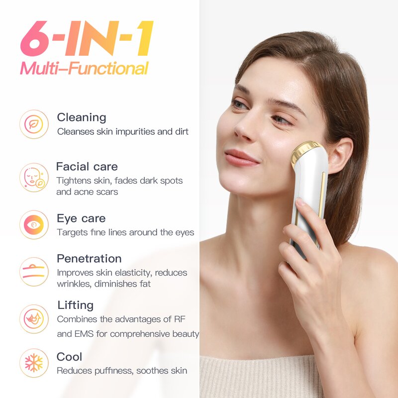 Skin Tightening Device Manufacturer - 6 in 1 LED EMS RF Portable Handheld