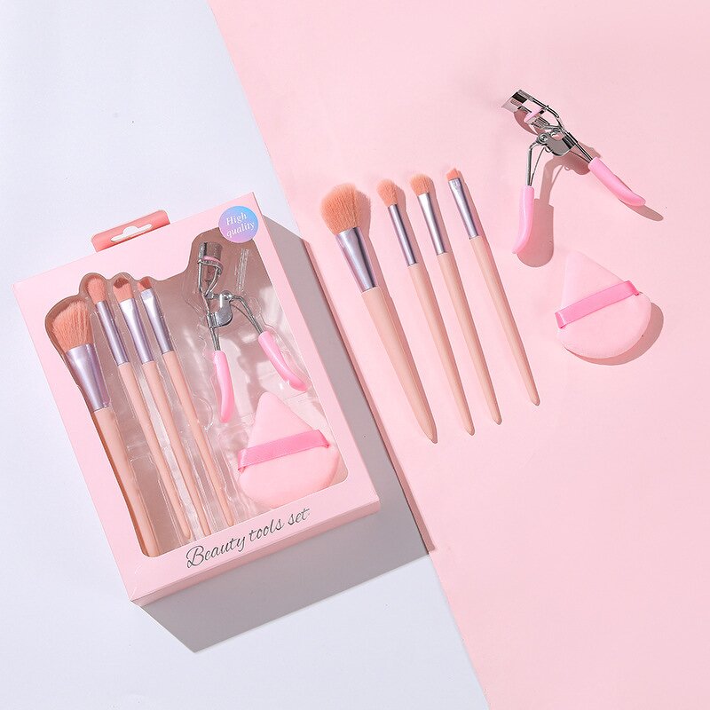 Makeup Brush Set Manufacturer - Vegan Fiber with Eyelash Curler & Sponge