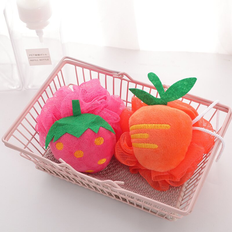 Shower Sponge Manufacturer - Flower Shape Fruit Designs Mesh Pouf