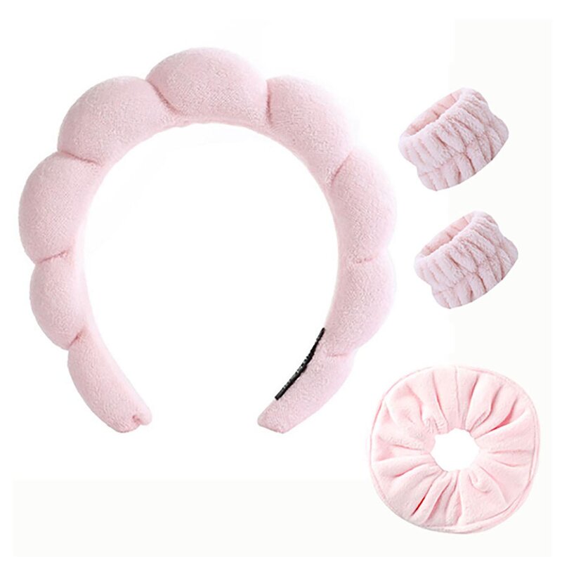 Spa Headband Manufacturer - Wide Padded with Wristbands for Makeup Removal