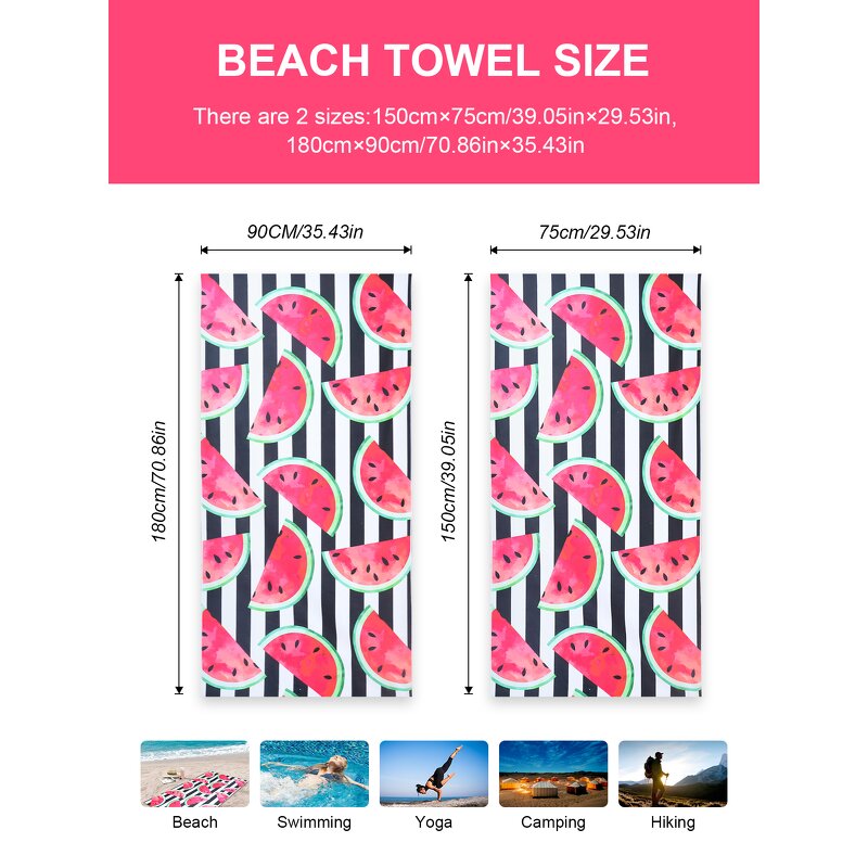 Beach Towel Manufacturer - Cartoon Watermelon Quick Dry Sand-Free Microfiber