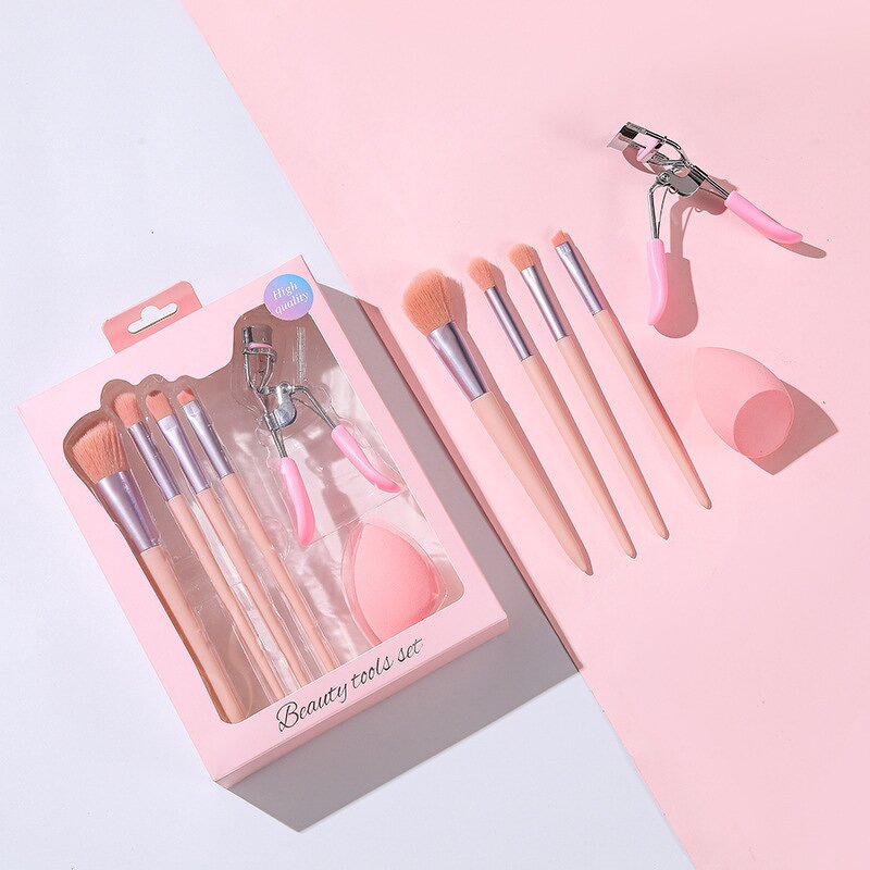 Makeup Brush Set Manufacturer - Vegan Fiber with Eyelash Curler & Sponge