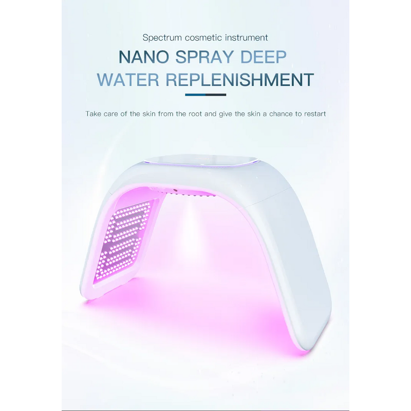 LED Facial EMS Steamer - 2024 Sauna Tri-folding PDT Light Therapy Cold Heat Spray