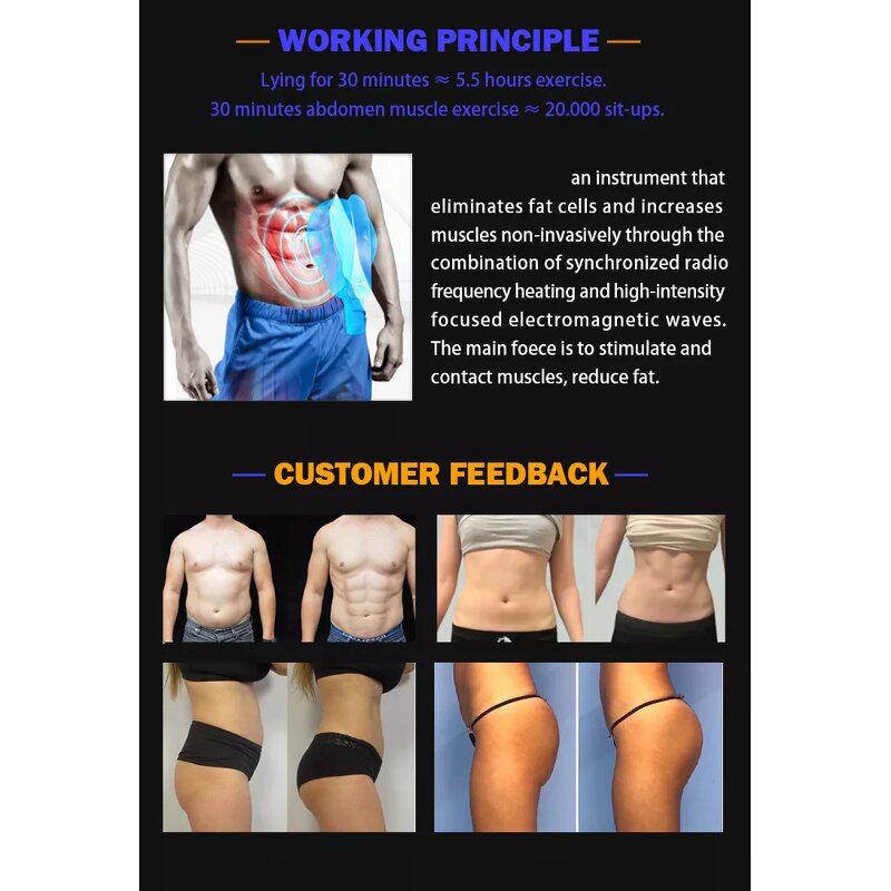 EMS Muscle Stimulator - 15 Tesla 2 Handles Portable Body Sculpting Machine