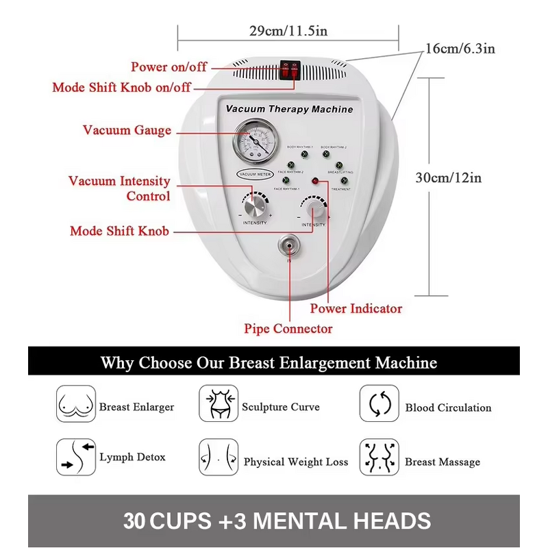 Vacuum Therapy Machine - Professional Breast Massage Butt Lift Enlargement