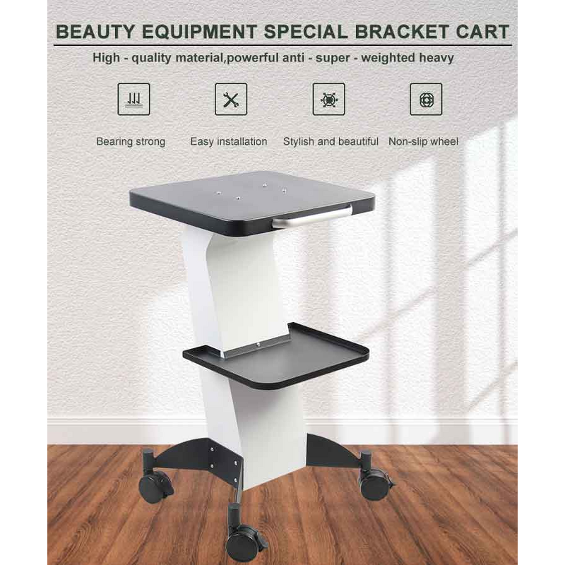 Esthetician Rolling Trolley - Cart With Tray Wheels and Stand for Beauty Machines