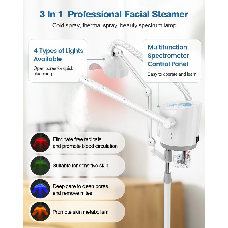 3 in 1 Ozone Facial Steamer - Professional Hot and Cold with PDT Function