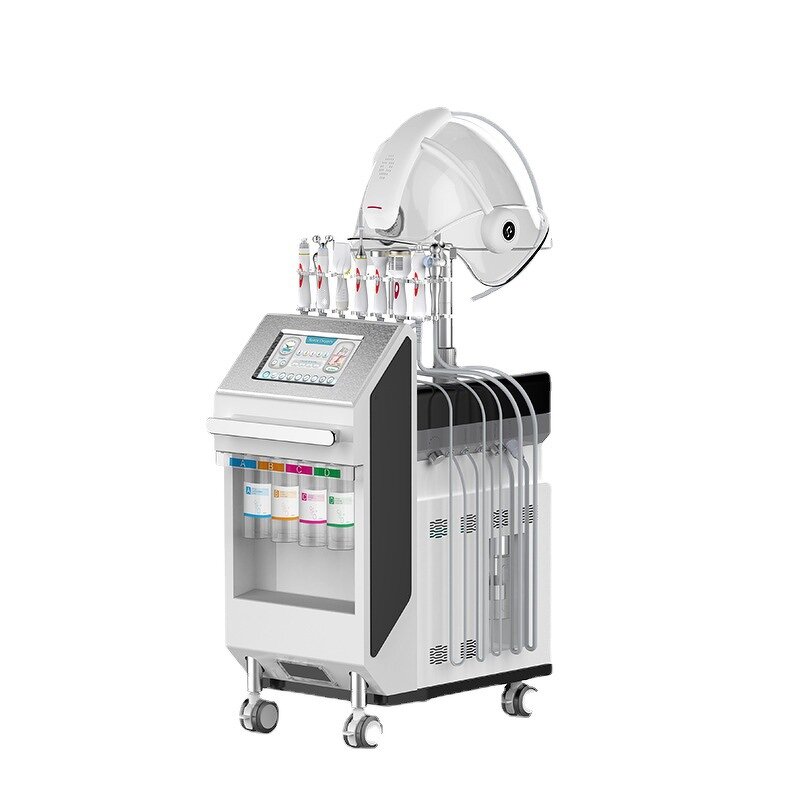 10 in 1 Oxygen Facial Machine - Bio RF Cold Hammer Hydra Microdermabrasion H2O2