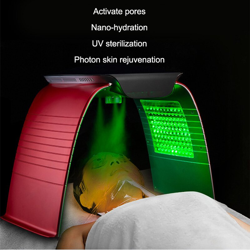 LED Mask Steam Facial - Celluma Light Therapy Hot Air Cold Spray Photon Oxygen