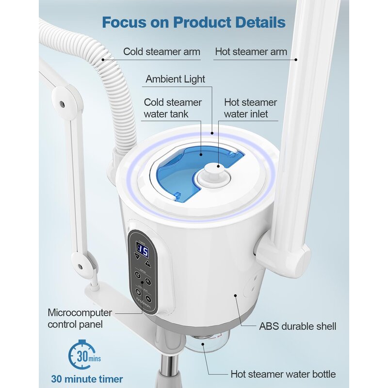 3 in 1 Ozone Facial Steamer - Professional Hot and Cold with PDT Function