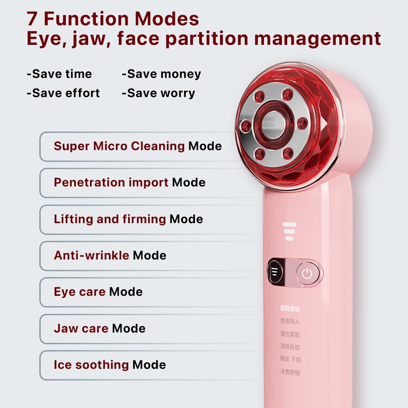 Face Lifting Device Manufacturer - 7 in 1 LED Photon EMS RF Cold Massage