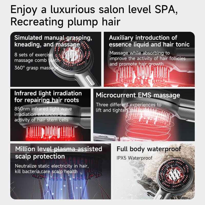 Scalp Massage Comb Manufacturer - EMS Red Light Multi-Dimensional for Hair Follicle
