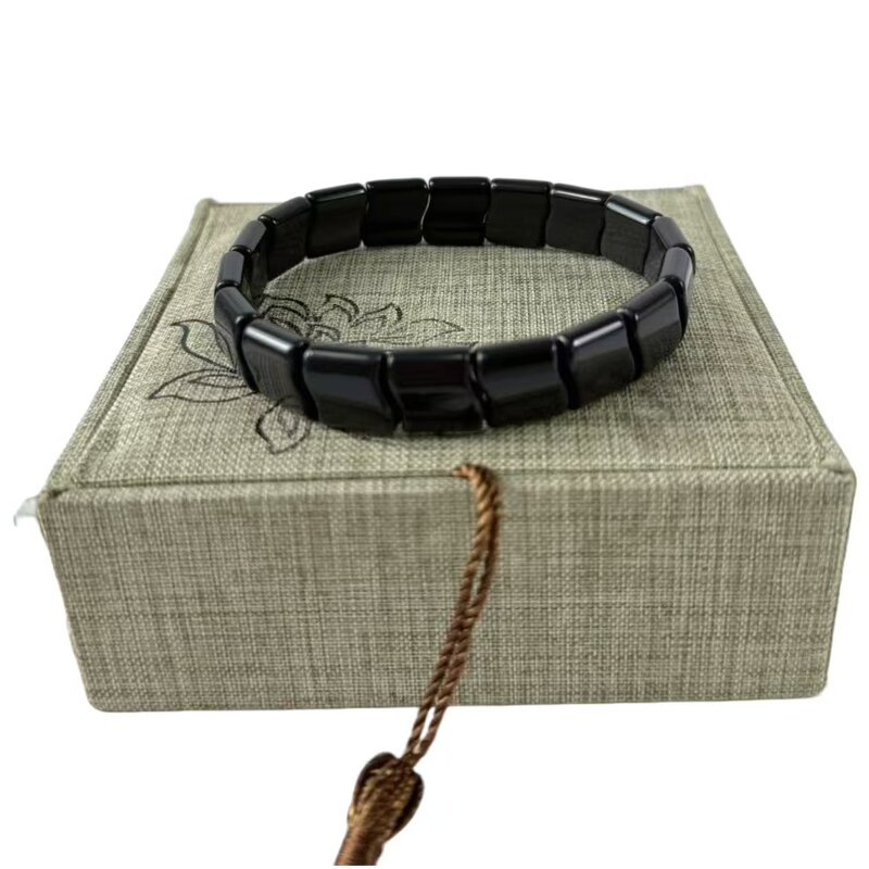 Tourmaline Stone Bracelet - Handmade Black Crystal Healing Chakra Massage