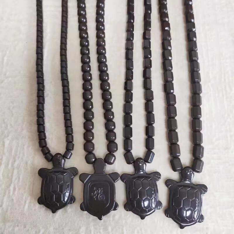 Orgone Pendant Necklace - Black Tourmaline Amethyst 3mm Layered Beaded