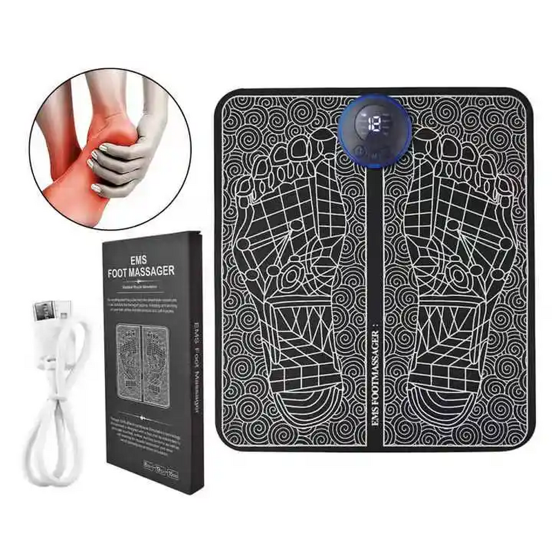 EMS Foot Massager - Black Electric Vibration TENS Pad Weight Loss Roller