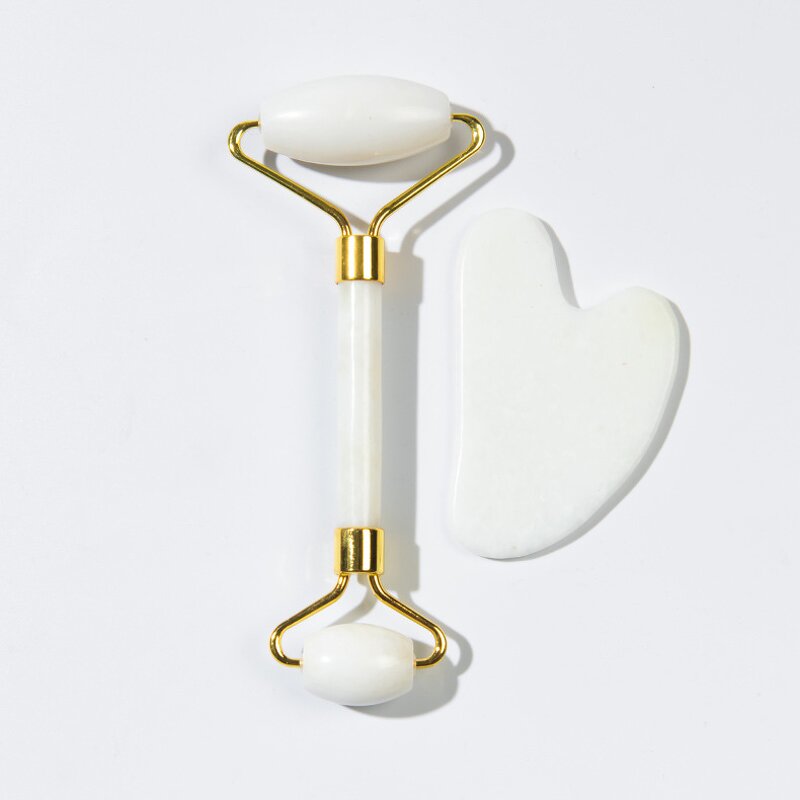 White Jade Roller Set - 100% Natural Custom Logo Gua Sha Skincare Tools