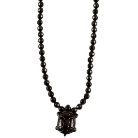 Orgone Pendant Necklace - Black Tourmaline Amethyst 3mm Layered Beaded