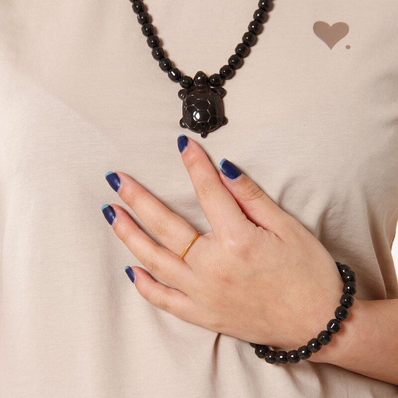 Tourmaline Orgone Necklace - Black Watermelon Paraiba 3mm Amethyst Beaded