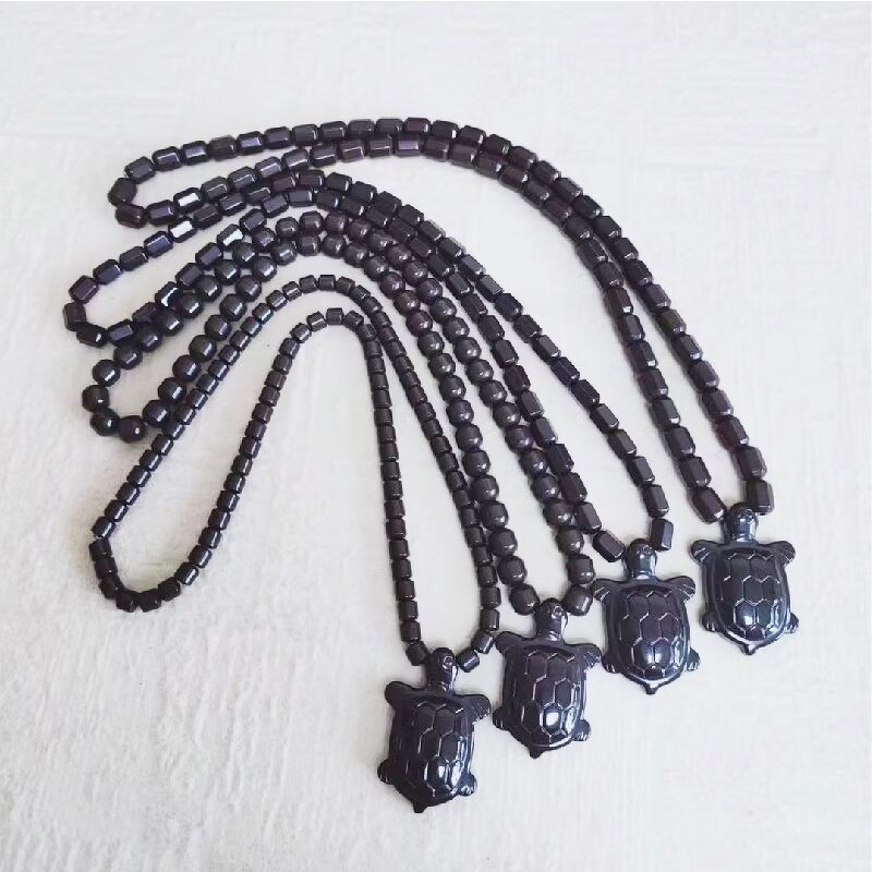 Orgone Pendant Necklace - Black Tourmaline Amethyst 3mm Layered Beaded