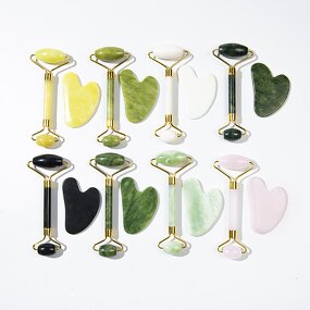 White Jade Roller Set - 100% Natural Custom Logo Gua Sha Skincare Tools